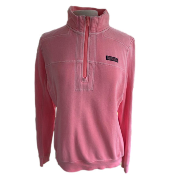 Vineyard Vines Shep Sweatshirt Pink Medium 1/4 Zip Pullover Shirt Pigment Dyed - Picture 1 of 11